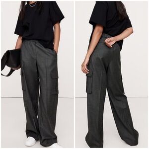 Banana Republic Pull On Wool Flannel Cargo Pant Charcoal Gray M